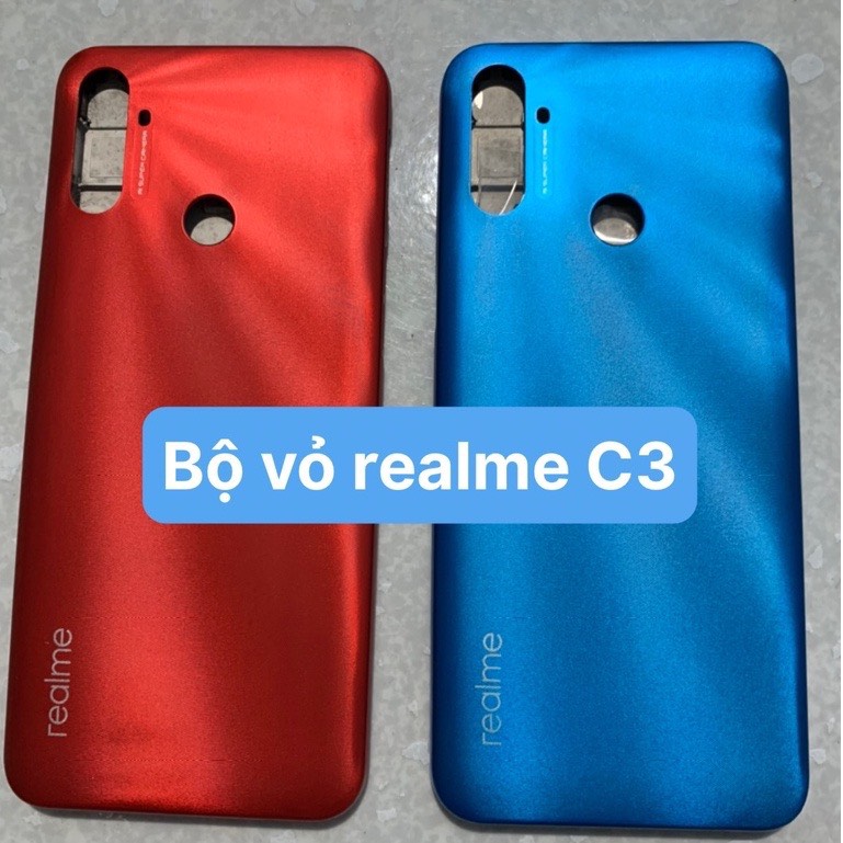 Bộ xương vỏ zin oppo realme c3 gồm kính camera,phím bấm,lưng,sườn)