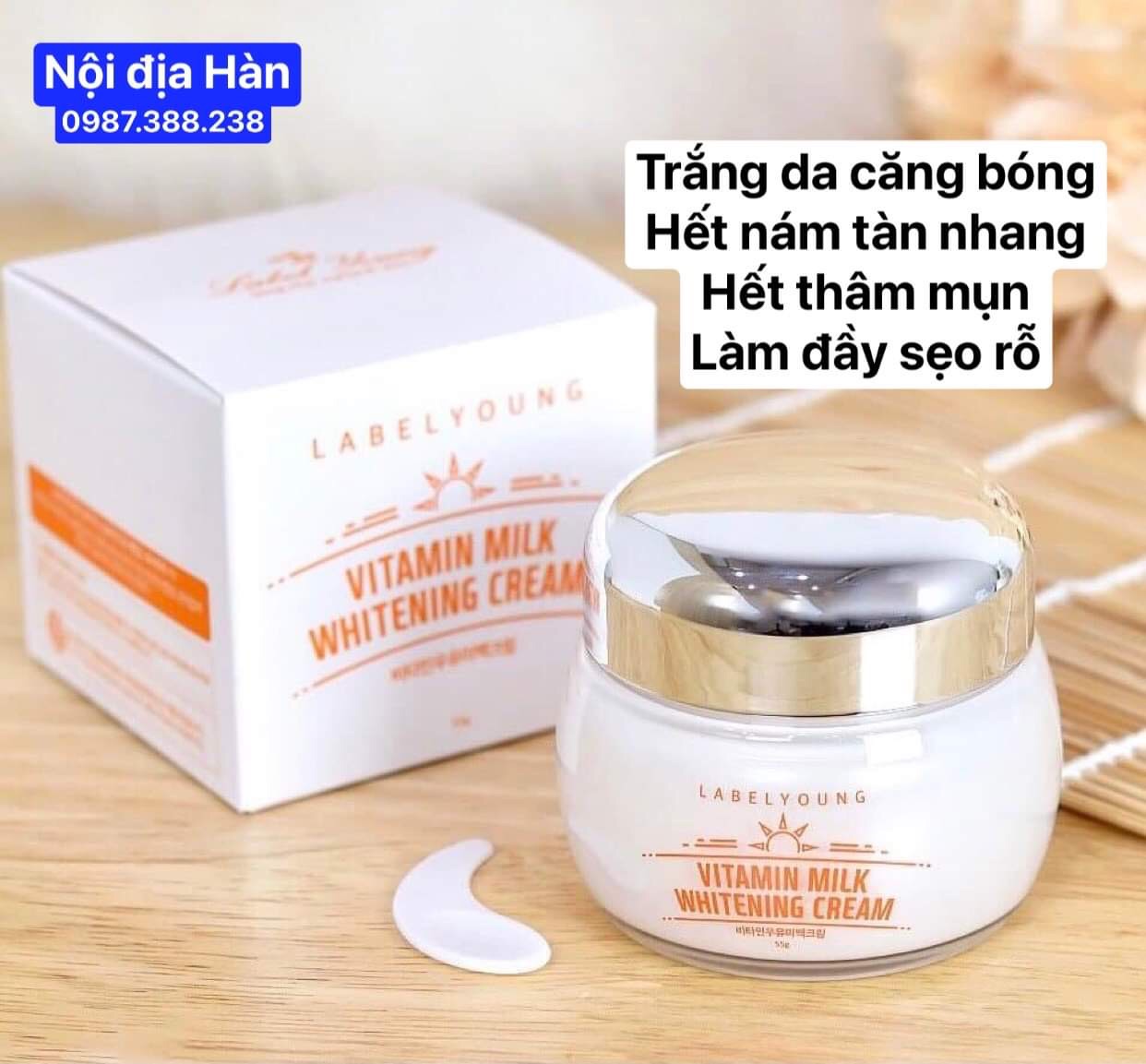 Kem dưỡng trắng da mờ thâm nám tàn nhang Vitamin Milk Whitening nội địa Hàn Quốc 55g