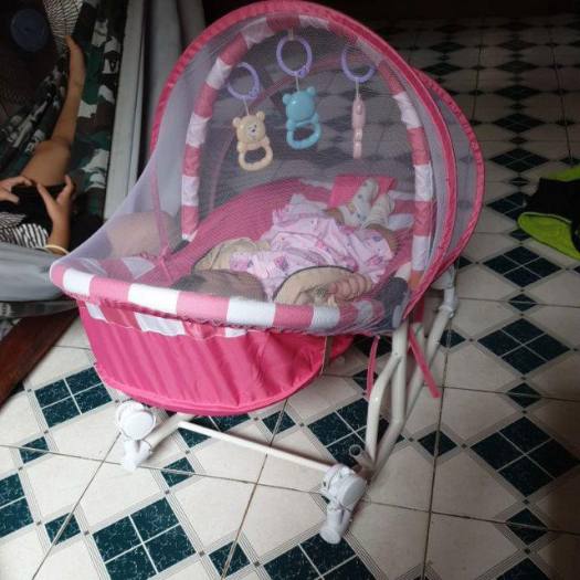 Ghế Rung Bập Bênh Đa Năng HANBEI Cho Bé CÓ NHẠC + MÀN +BÁNH XE