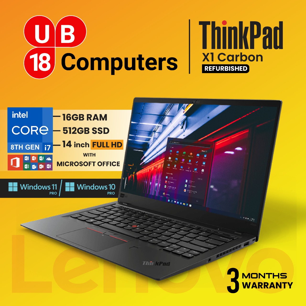 Lenovo ThinkPad T470s i7 7th Gen Win 11 PRO MS Office Ultra-Book