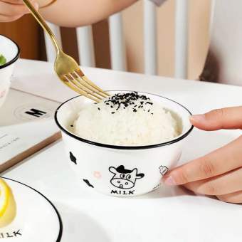 Chén con bò sữa dễ thương -Chén ăn cơm bằng gốm sứ cao cấp - bát đĩa hoạt hình dễ thương