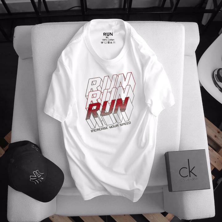 MENFOX - Áo thun cổ tròn nam RUN - Áo thun cổ tròn nam cao cấp hàng hiệu - Áo thun nam đẹp ngầu mặc mát và thoải mái - Áo thun nam đẹp đi chơi