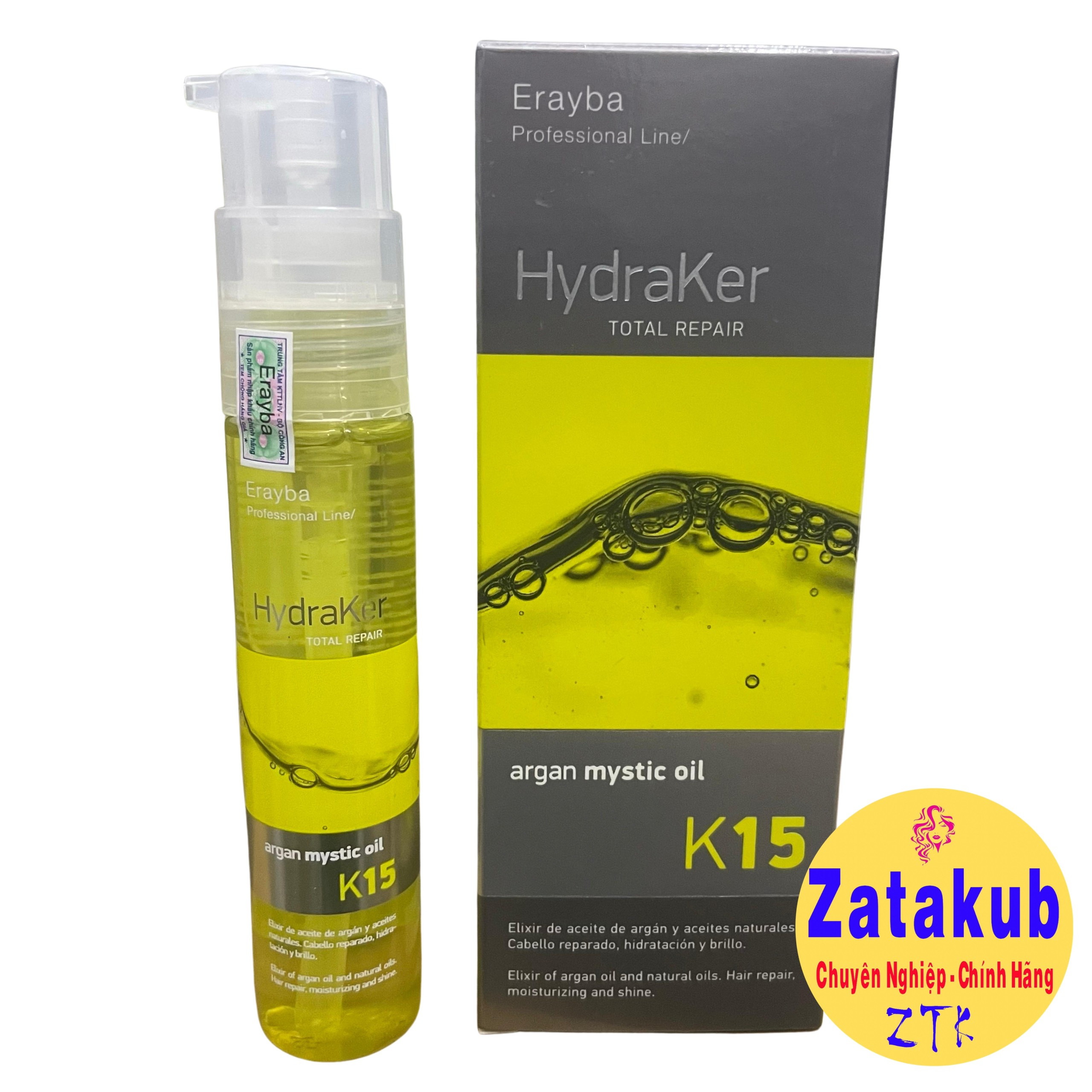 Tinh dầu Argan phục hồi tóc hư tổn Erayba Hydraker K15 Argan Mystic Oil 50ml