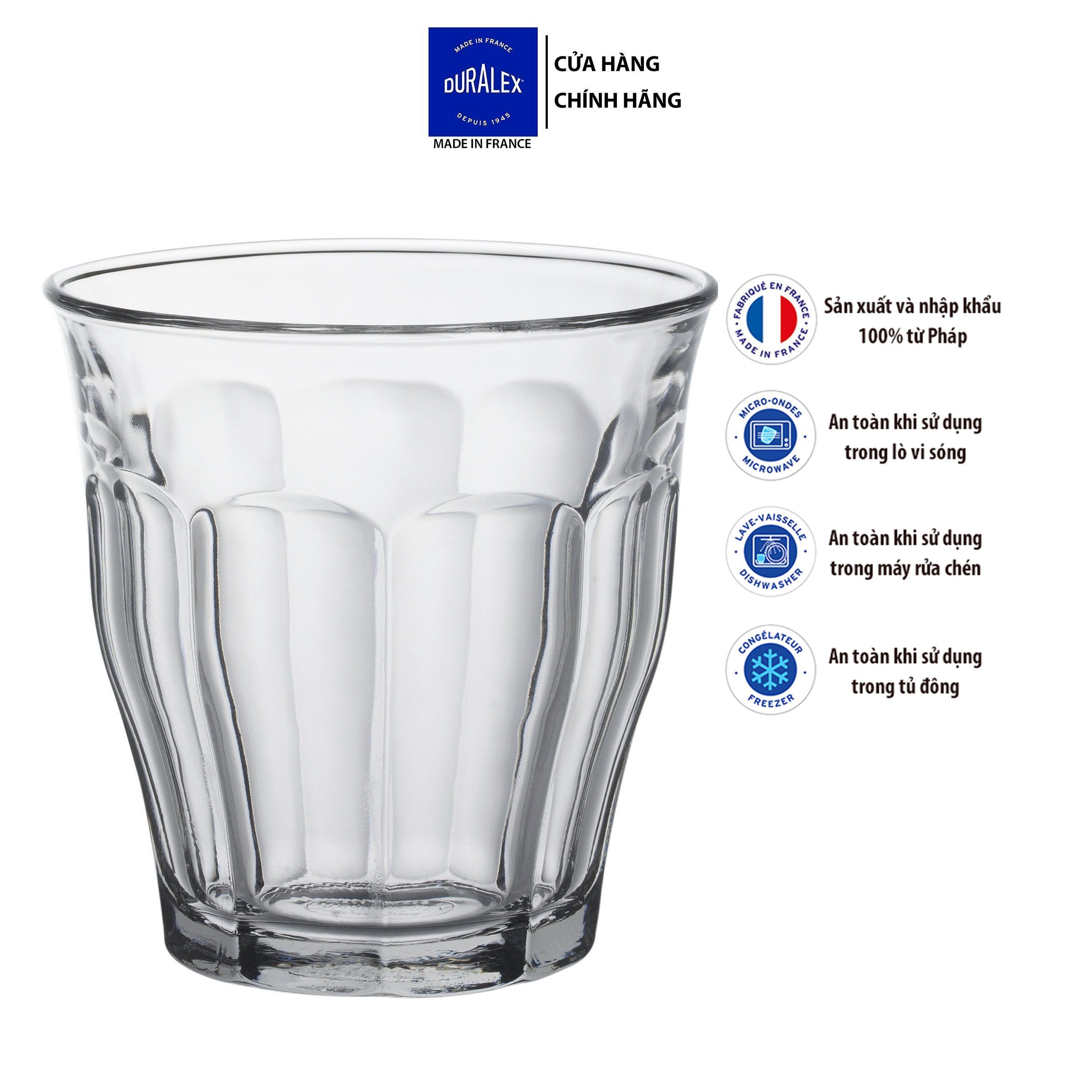 Ly D1026A Duralex - Picardie Trong Clear 220ml Thủy tinh cường lực cao cấp Pháp