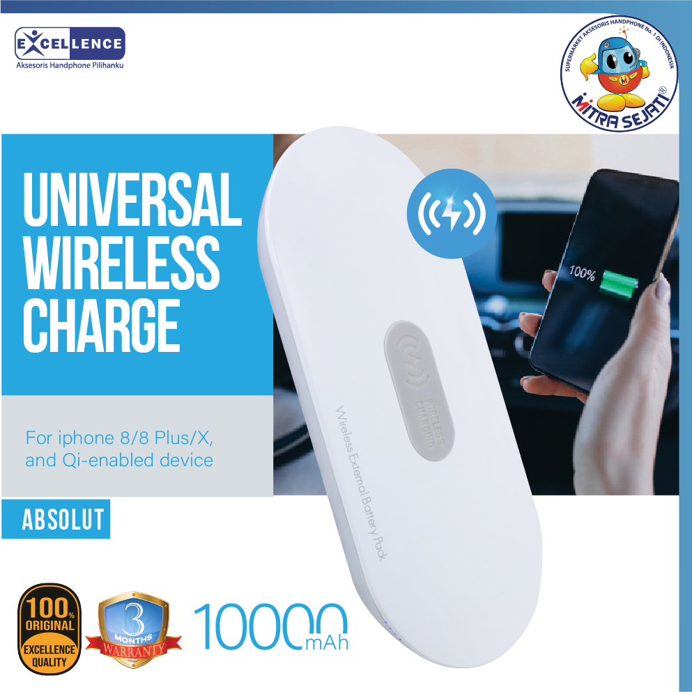 Powerbank 10.000mAh Wireless Absolut Real Capacity-ATCWR100ABSE