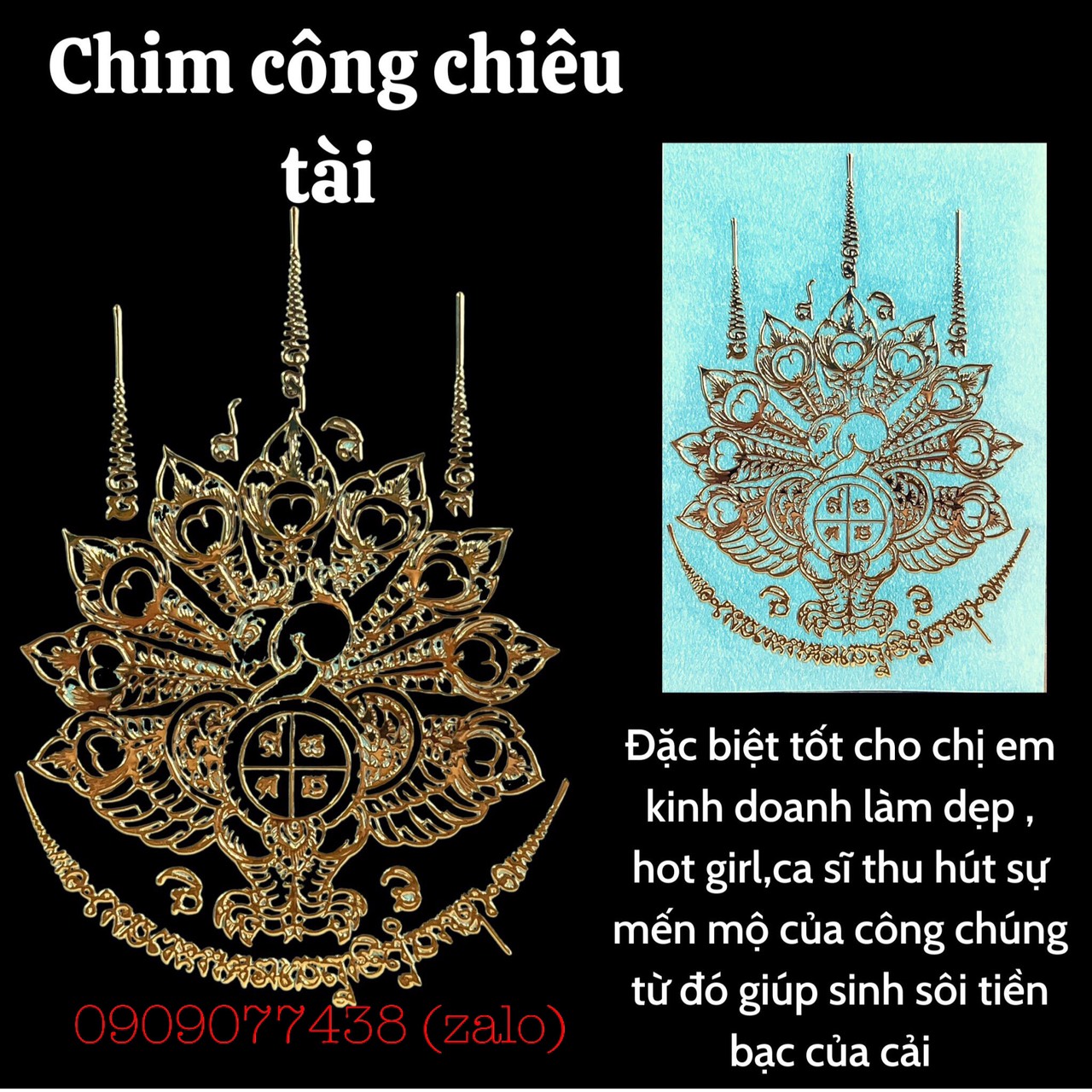 Miếng dán điện thoại Linh phù Chim Công Chiêu Tài Thái Lan