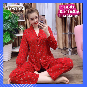 Pyjama | Bộ pijama nữ lụa mango tay dài dưới 62kg | Đồ bộ mặc ở nhà | Bộ pijama nữ tay dài | Bộ đồ lụa nữ | Đồ ngủ nữ | Set đồ bộ nữ.