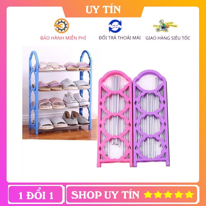 Kệ giày dép 4 tầng đa năng, giá để giày dép, kệ để đồ, kệ giày dép inox gọn gàng tiết kiệm không gian (Màu ngẫu nhiên)