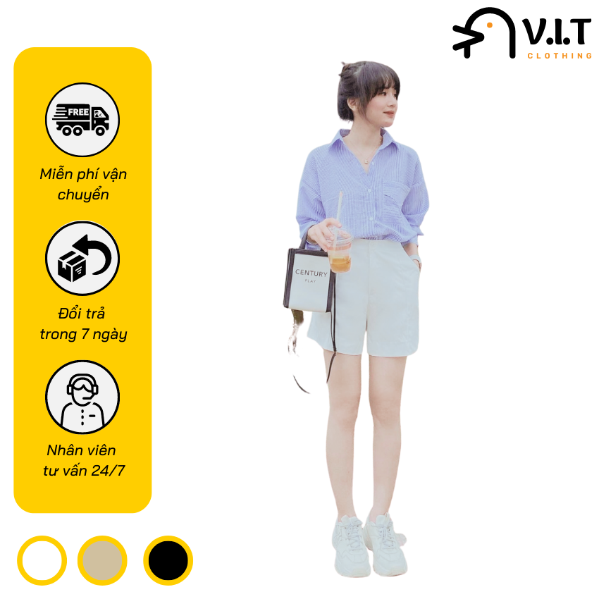 Quần short nữ ngắn cạp cao nâng mông freesize v03 ống rộng phong cách hàn quốc cá tính, năng động