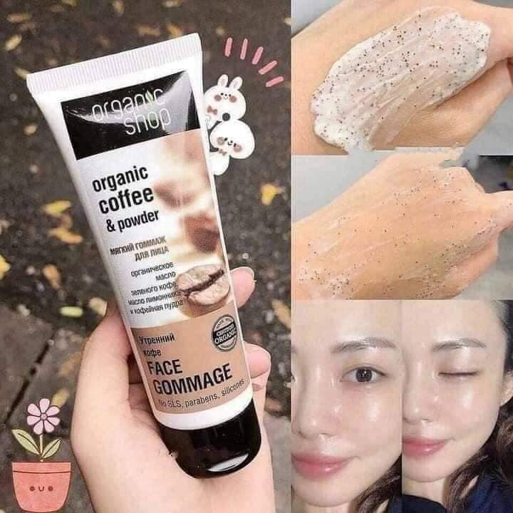 Kem tẩy da chết cho mặt chiết xuất cà phê Organic Shop 75ML