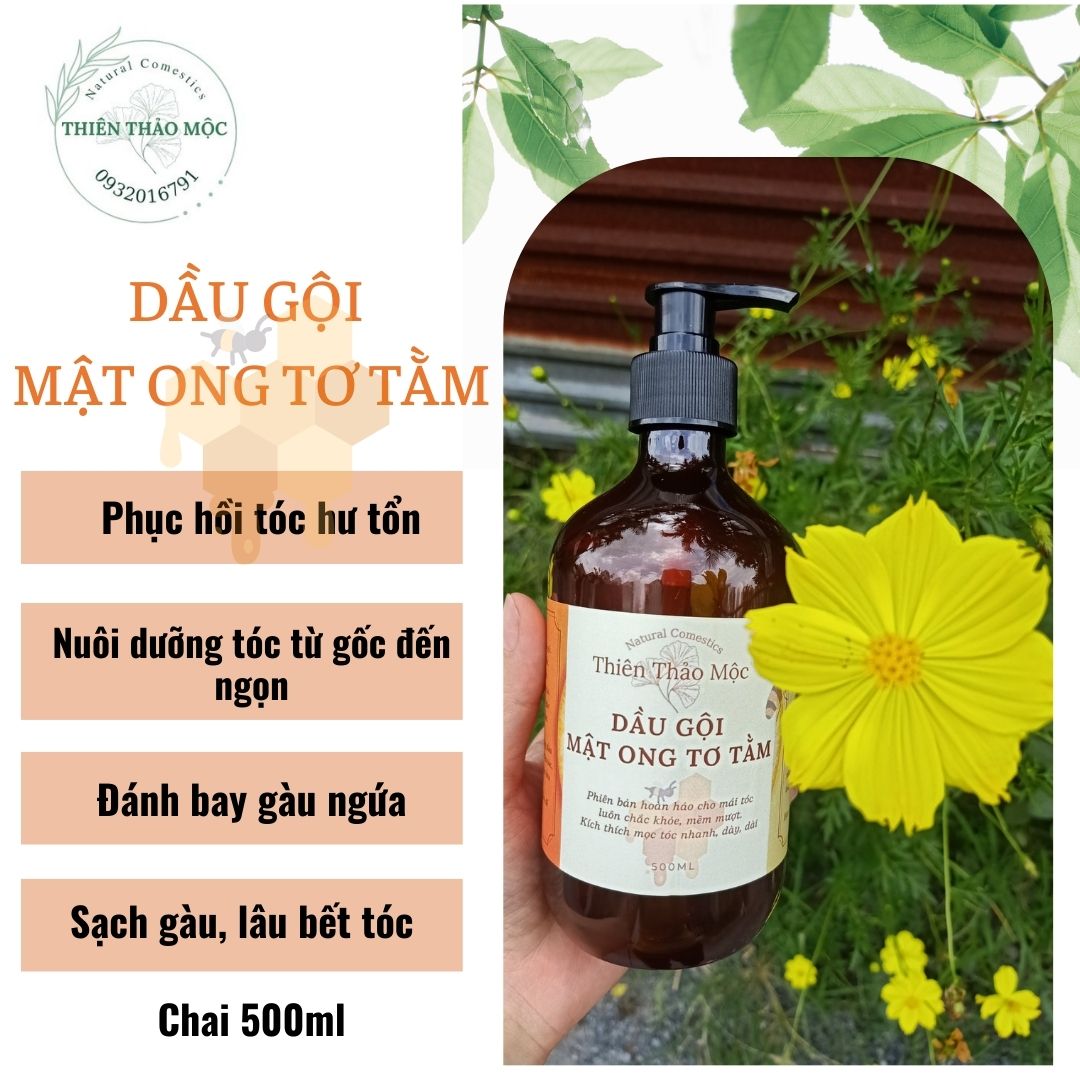 Dầu gội mật ong Tơ tằm 500ml phục hồi tóc, ngăn bết, kích thích tóc mọc nhanh và dày