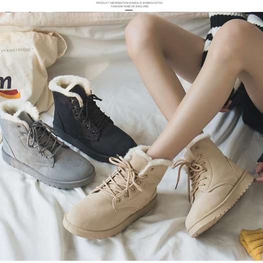 Boots nữ mùa đông, bốt lông dây buộc cực ấm đi du lịch mùa đông siêu đẹp, giày bốt nữ dáng đẹp, cute dành cho mùa đông đi chơi Sapa