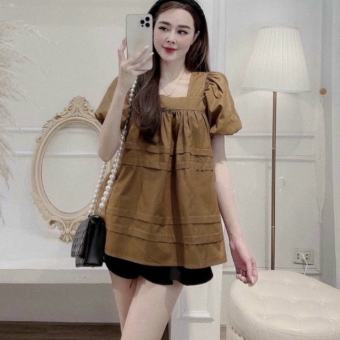 Áo bầu đẹp cổ vuông cho bầu đi làm, đi chơi cực xinh - Áo kiểu đẹp thiết kế kết hợp bầu và sau sinh [GIÁ SỈ]