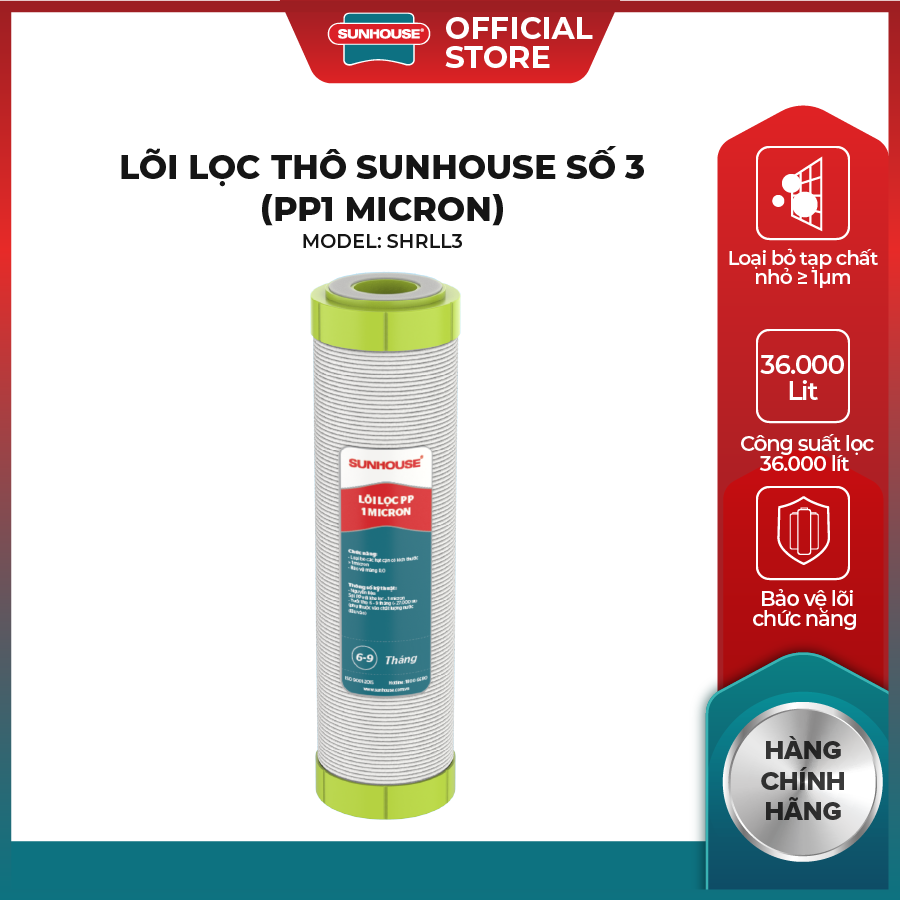Lõi lọc SUNHOUSE số 3 (PP 1 Micron)