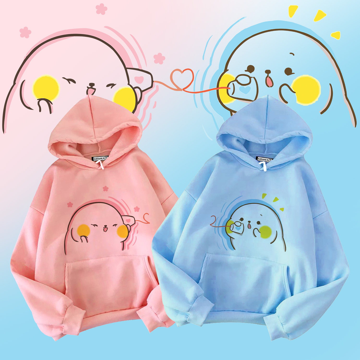 Áo Hoodie UNISEX in hình cặp dễ thương