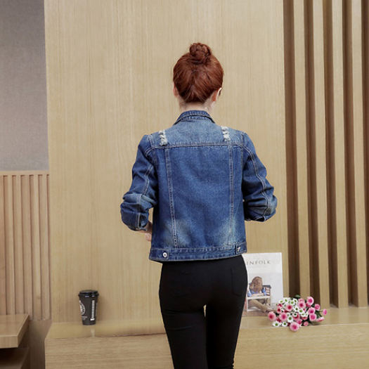 Áo Khoác Jean Nữ Đính Viền Màu