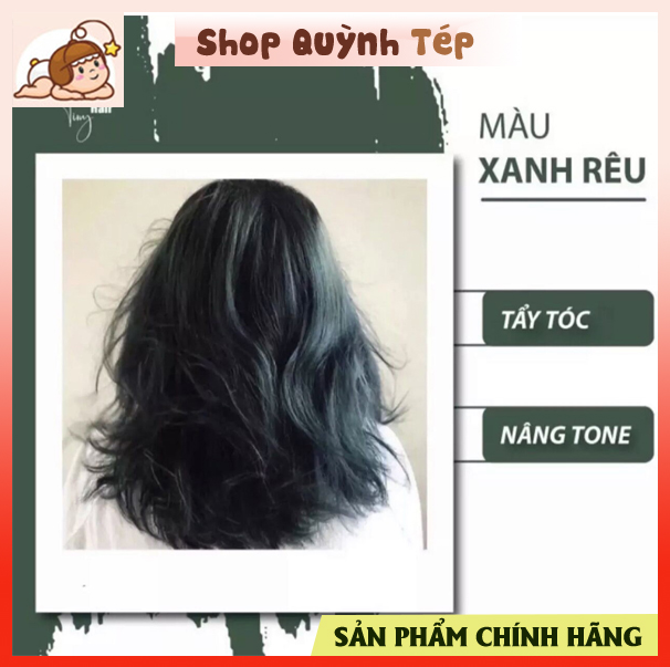 Thuốc Nhuộm Tóc màu XANH RÊU tặng kèm oxy và gang tay