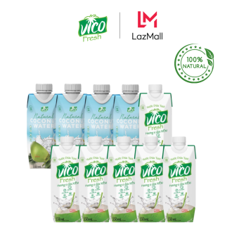COMBO 10 HỘP NƯỚC DỪA VICO FRESH 330ML (4 NATURAL, 6 XIÊM)