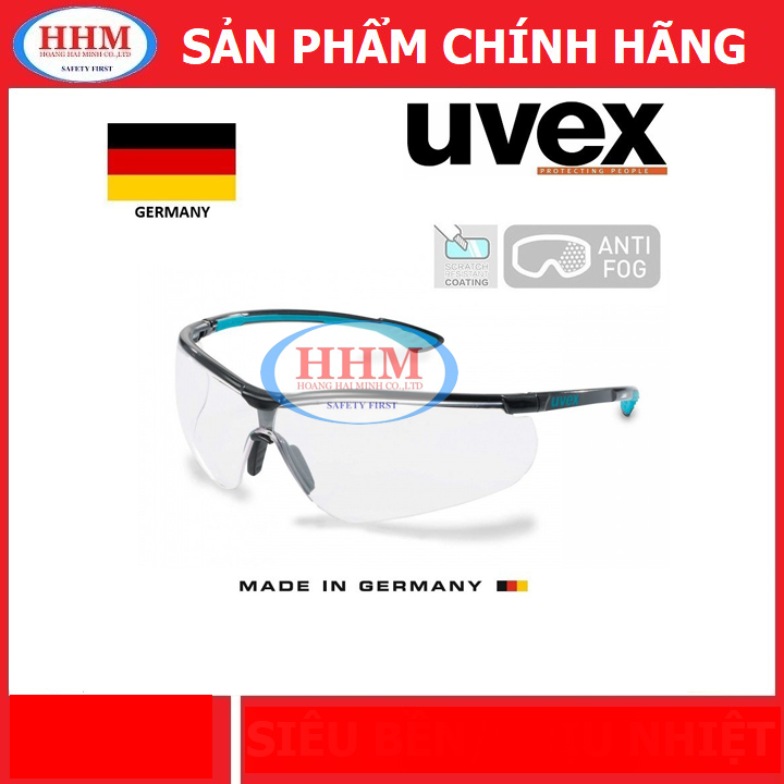 Kính bảo hộ cao cấp Uvex 9193 trắng - gọng xanh dương - Đức