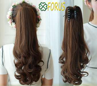 Tóc giả ngoạm xoăn 50cm N-LLB08, màu [nâu vàng 2/30] tóc giả nữ