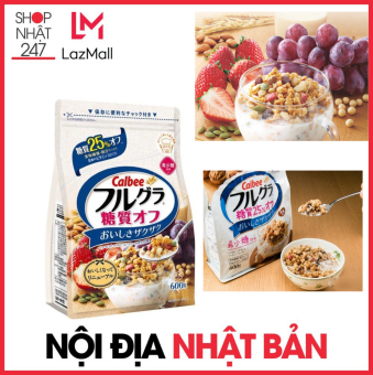Ngũ cốc ít béo Ngũ cốc trái cây ít đường giàu dinh dưỡng trắng 600g Nhật Bản