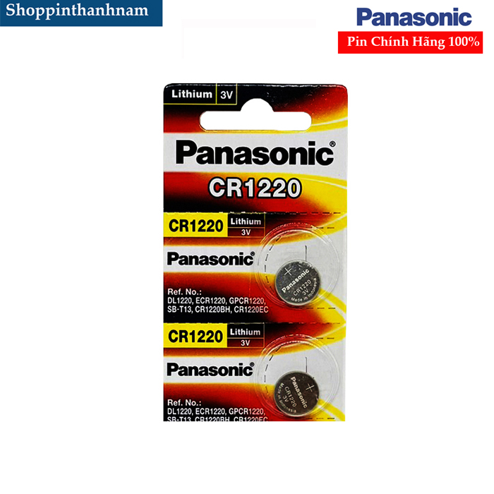 Pin CR1220 Panasonic lithium 3V vỉ 2 viên chính hãng