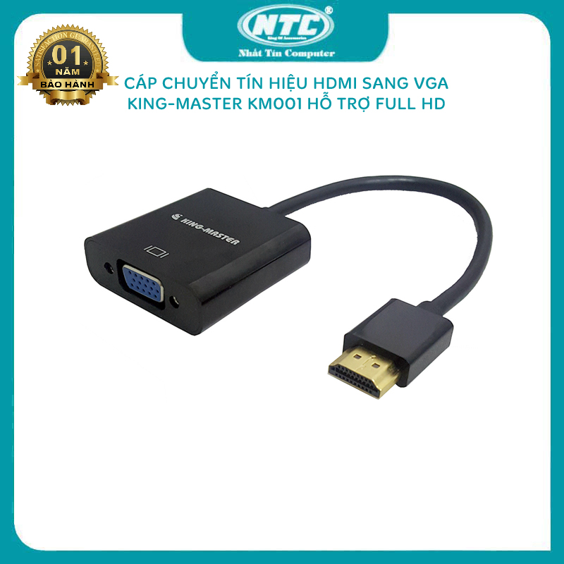 Cáp chuyển tín hiệu từ HDMI sang VGA King-Master KM001 dài 20cm - hỗ trợ âm thanh và hình chất lượng cao Nhất Tín Computer