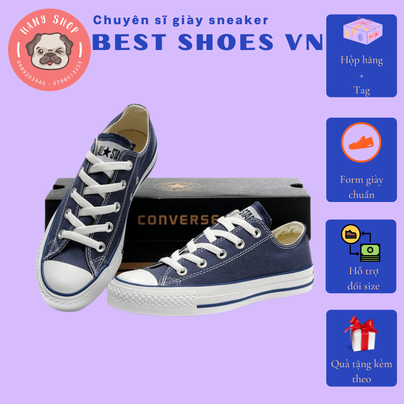 Giày Sneaker Nam Nữ Couple Converse All Star Cổ Thấp Màu Xanh Navy | Best Shoes VN