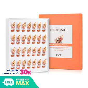 Set 28 chai Tinh chất Tế bào gốc từ DNA trứng cá hồi dưỡng da Suiskin Salmon DN Ampoule 28 days (2ml x 28)