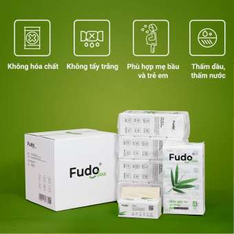 Khăn giấy tre Fudo - 20 gói giấy rút (1 Thùng) - Giấy ăn Fudo: 100% bột tre, không tạo mùi, không tẩy trắng