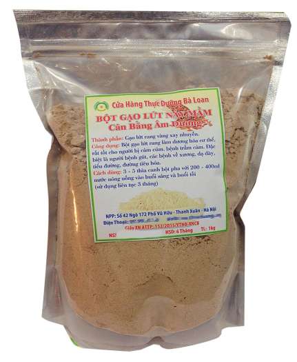 Bột Gạo Lứt Này Mầm Thực Dưỡng Bà Loan 1Kg, bột từ gạo lứt nảy mầm, ngâm gạo lứt nảy mầm làm bột, bột gạo lứt rang, bột gạo lứt zjnmart