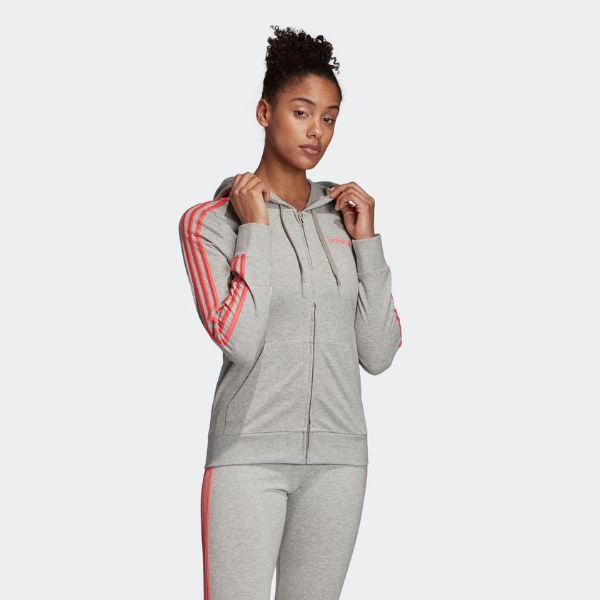 adidas essentials 3 stripe womens hooded jacket