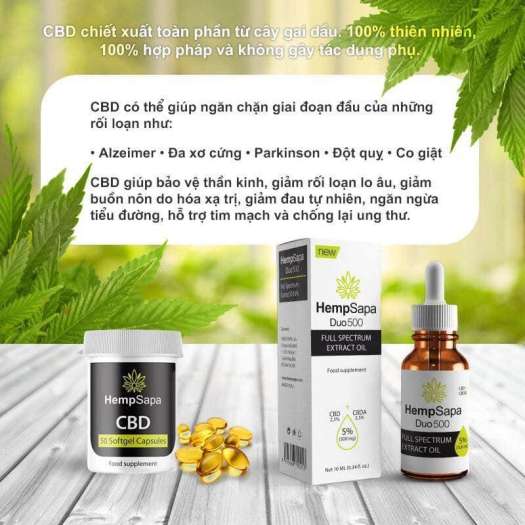 Hempsapa CBD softgel Capsules 5% - Viên nang tinh dầu CBD