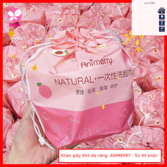 Khăn giấy khô Đa năng Animerry - Túi 40 khăn - Khăn lau mặt , tẩy trang , lau chùi đa năng tiện dụng Animerry