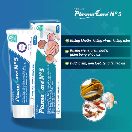 Gel bôi Nano Bạc PlasmaKare No5 kháng khuẩn, kháng nấm, virus...chống viêm, giảm ngứa, tái tạo da, chuyên sâu cho bệnh về da