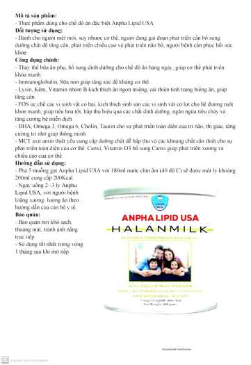 Sữa non Alpha Lipid Halan Milk 400g