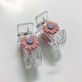 Combo 2 kẹp tóc càng cua dẻo không gãy hoa cúc đủ màu (3 răng)