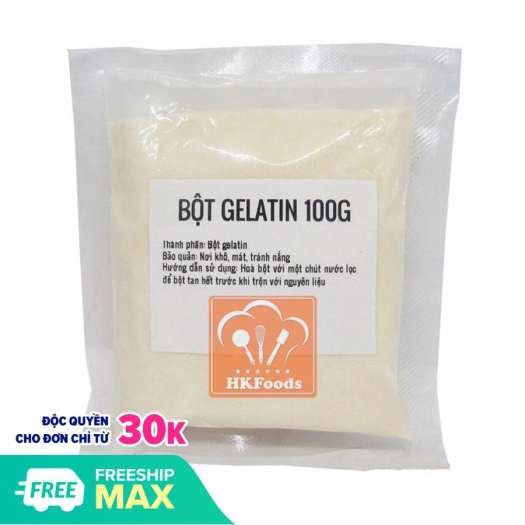 Bột Gelatine làm thạch, chè, kẹo 100g (phụ gia thực phẩm)