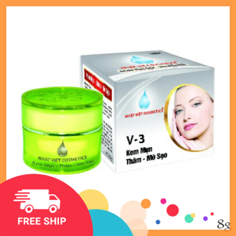 Kem Nhật Việt V3 Mụn, Mờ Thâm, Liền Sẹo, Ngọc Trai Đen, Sữa Ong Chúa (8g)
