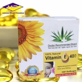 Vitamin E 400 thiên nhiên và tinh chất nha đam - Sáng da - Chống lão hóa da - Đẹp da -  Hộp 100 viên - VNP