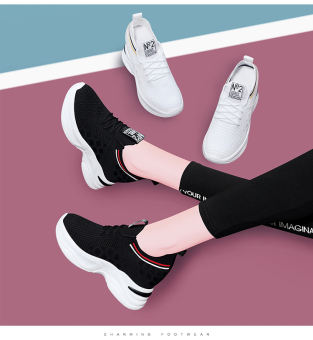 Giày sneakers độn đế vải lưới 2 màu đen trắng cực đẹp