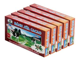 Bánh sữa cacao Long Thành nguyên chất Domilk - sữa bò tươi nguyên chất (1 HỘP)