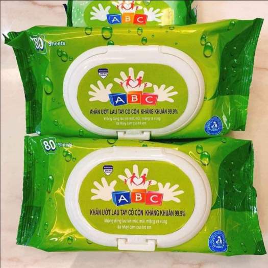 Combo 3 bịch (Khăn Ướt Lau Tay Kháng Khuẩn ABC Khử Mùi - 80 Tờ)