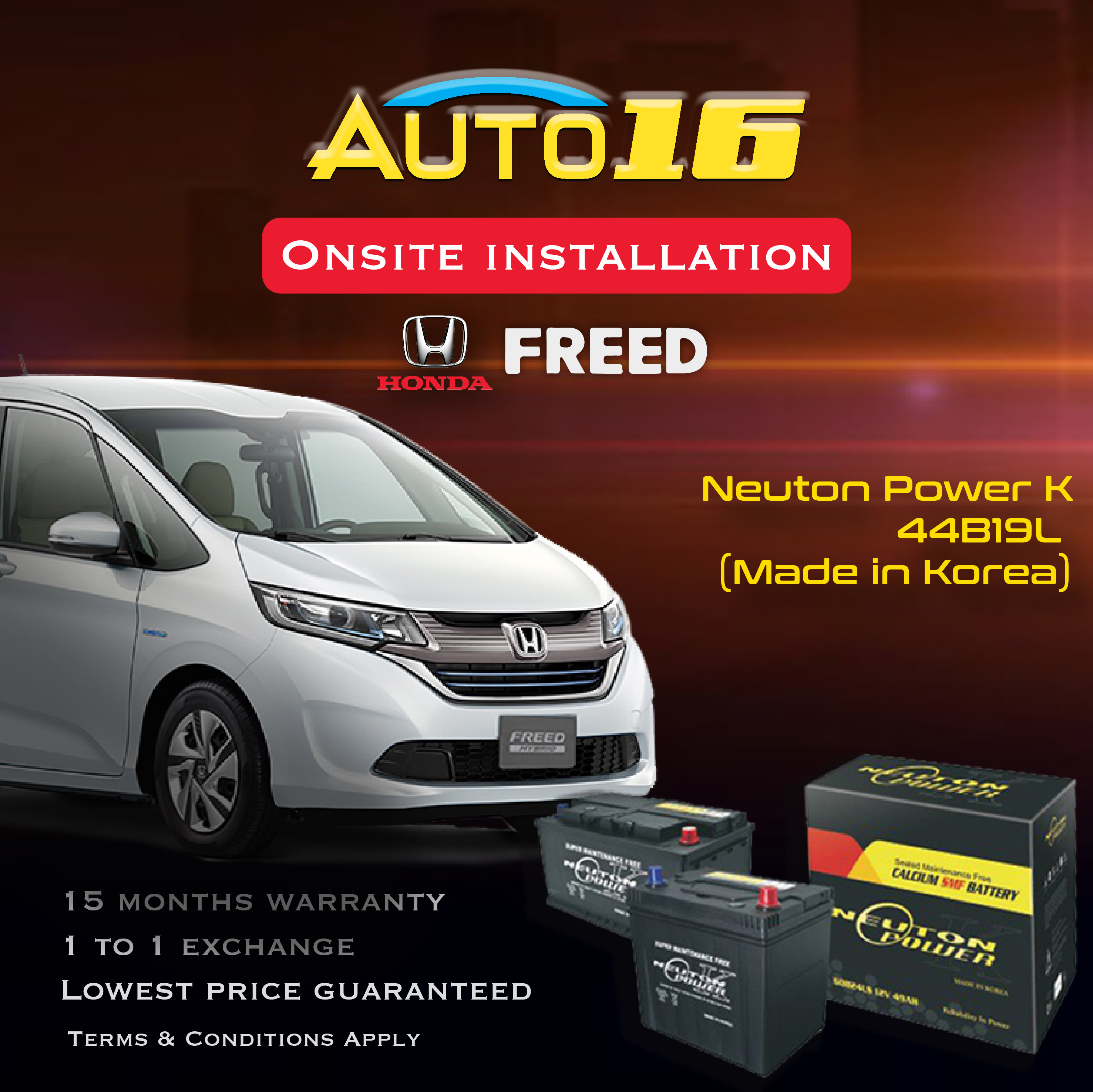 Honda Fit/Jazz Car Battery 44B19L Made In Korea Battery | Lazada Singapore