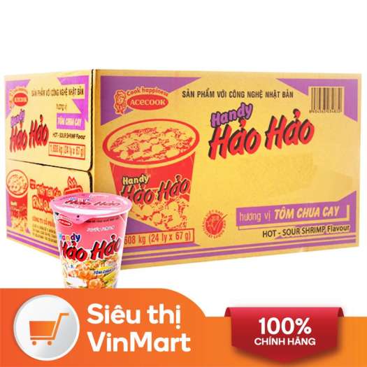 Thùng 24 ly mì vị tôm chua cay Hảo Hảo 67g