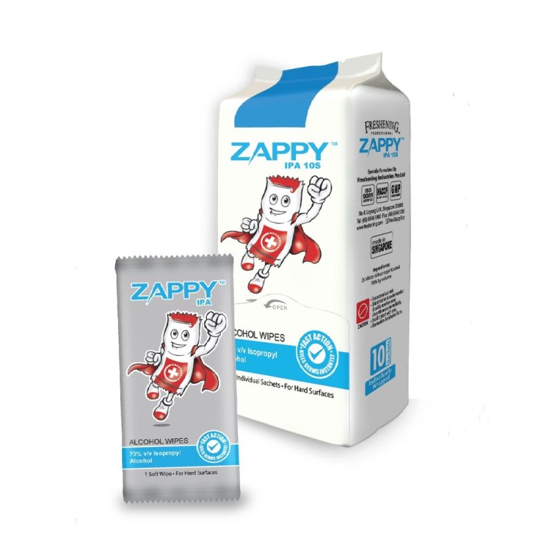 Buy Zappy Alcohol Wet Wipes 10s (15 Packets) Singapore