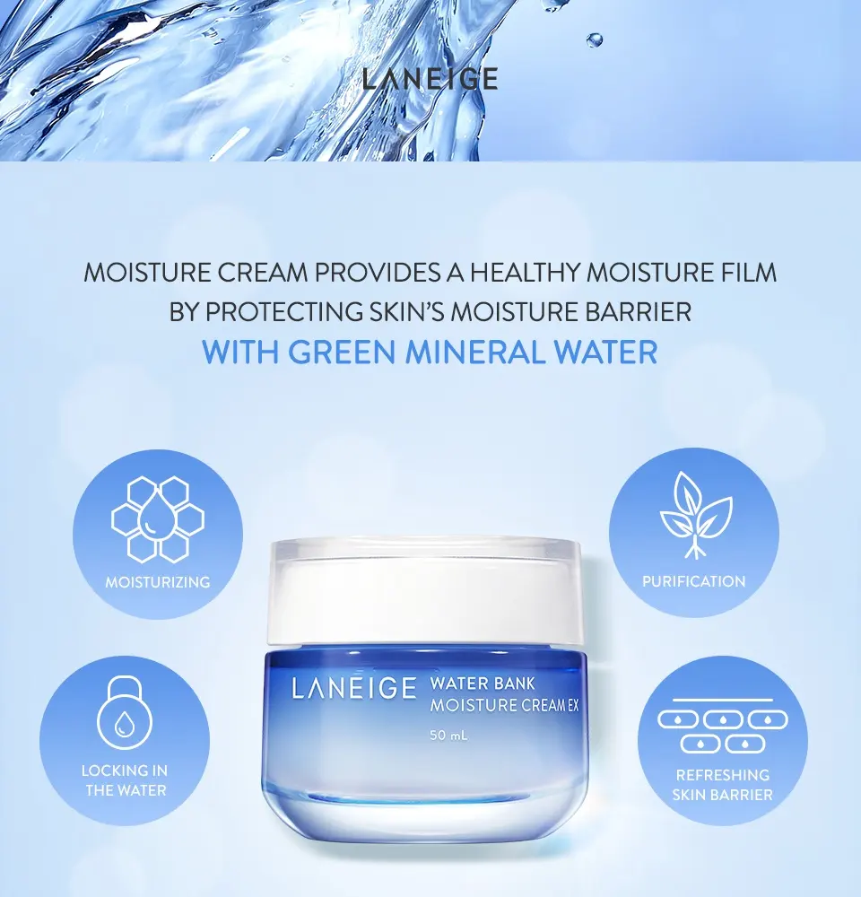 LANEIGE Water Bank Moisture Cream EX 50ml - Face Moisturizer for Dry Skin,  Strengthens Skin Barrier, Face Cream Suitable for Dry and Normal Skin |  Lazada Singapore