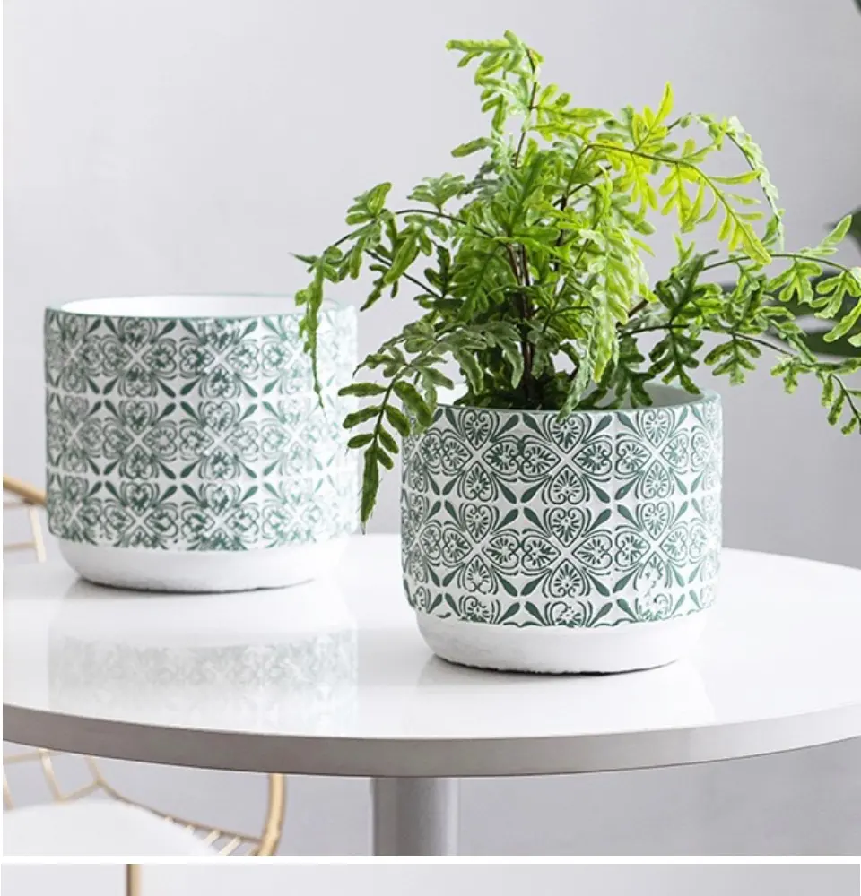 Nordic Green Series Ceramic Flower Pot Plant Pots Planter Garden Nordic Style Pot With Drainage Holes Nordic Minimalist Home Decor Gardening Garden Indoor Outdoor Plant Succulent Balcony Pot Scandinavian Lazada Singapore