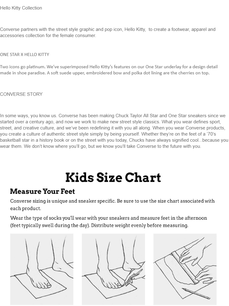 converse one star size chart