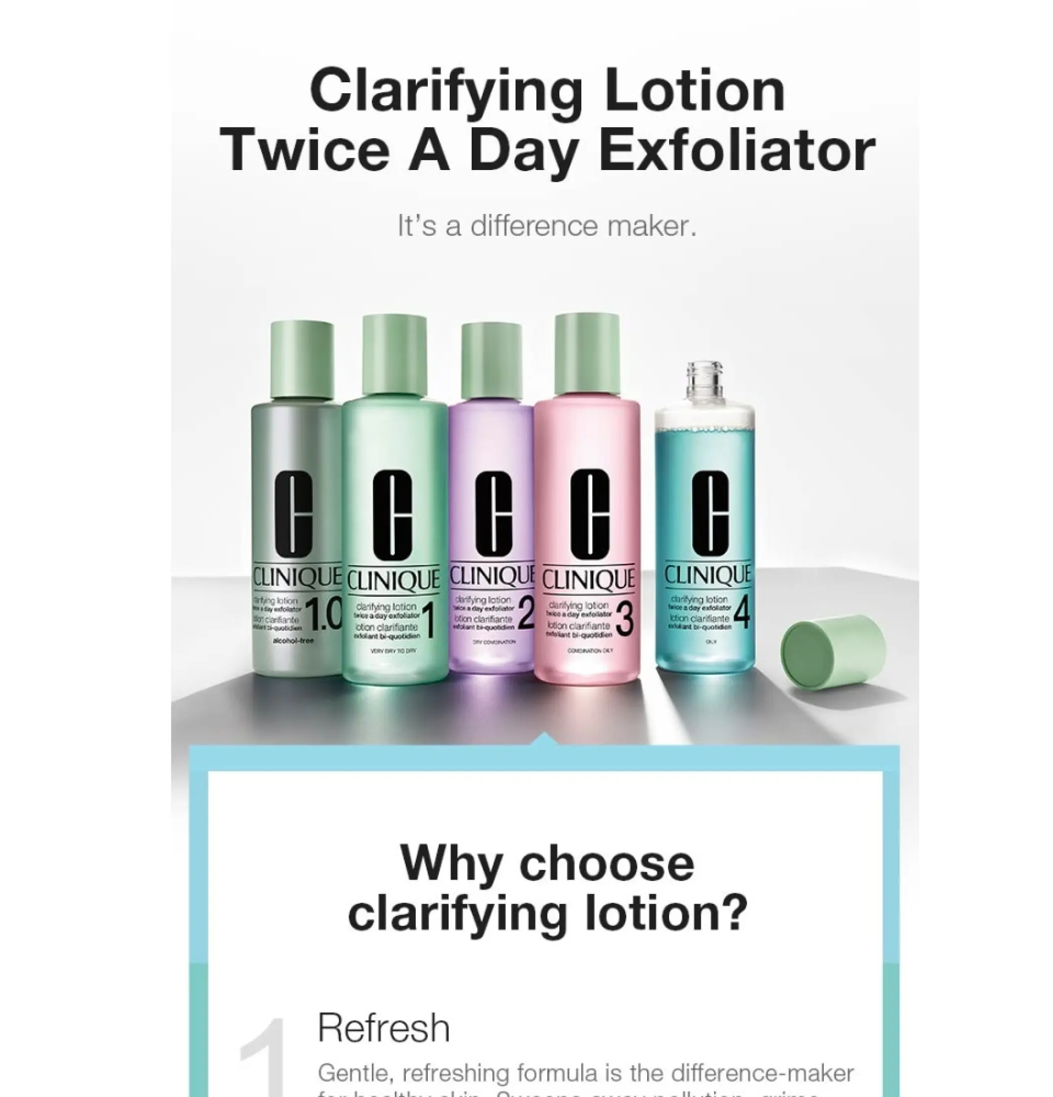 clinique clarifying lotion types